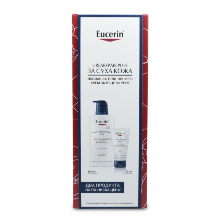 Eucerin UreaRepair PLUS Лосион за тяло 10% UREA 400 ml + Крем за ръце 5% UREA 75 ml