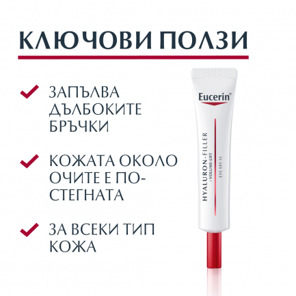 Eucerin Hyaluron-Filler + Volume Lift Околоочен крем SPF15 15 ml