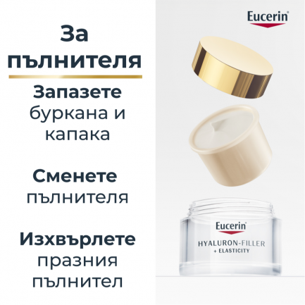 Eucerin®Hyaluron-Filler+Elasticity Дневен крем за всеки тип кожа SPF30 Пълнител 50 ml