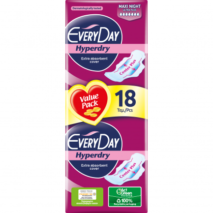 EveryDay Hyperdry Maxi night Дамски превръзки x18 броя