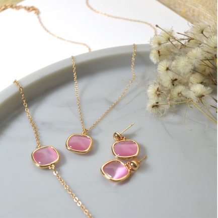FARMA BIJOUX Гривна с естествен розов кварц 15/20 cm