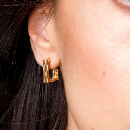 FARMA BIJOUX Квадратни златни обеци 17 mm