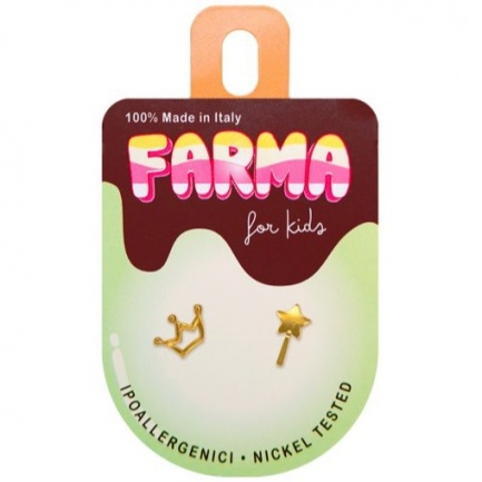 FARMA BIJOUX Обеци пръчица с коронка за деца 8 mm