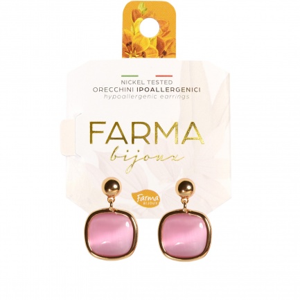 FARMA BIJOUX Обеци с розов кварц 25 mm