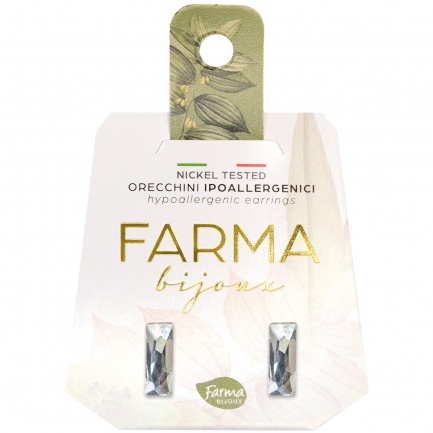 FARMA BIJOUX Обици багета 12х4 mm кристал 16С01