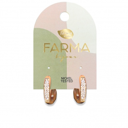 FARMA BIJOUX Обици квадратни халки с циркон 15 mm, злато CZQ01