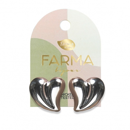 FARMA BIJOUX Обици разделено сърце 28х30 mm, сребърно WOW17