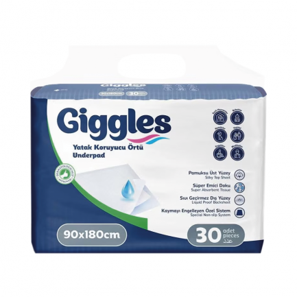 Giggles Еднократни абсорбиращи чаршафи, размер 90X180 см х30 броя