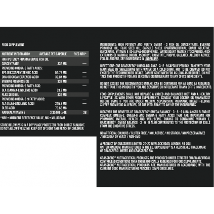 GRASSBERG Omega 3-6-9 Balance 1000 mg / 90 Softgels
