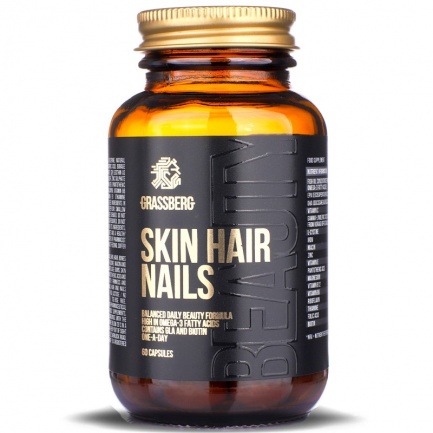 GRASSBERG Skin Hair Nails - Витамини за Кожа, Коса, Нокти | 60 sgel