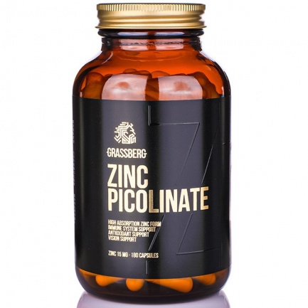 GRASSBERG Zinc Picolinate 15mg - High Absorption - Цинк | 180 caps