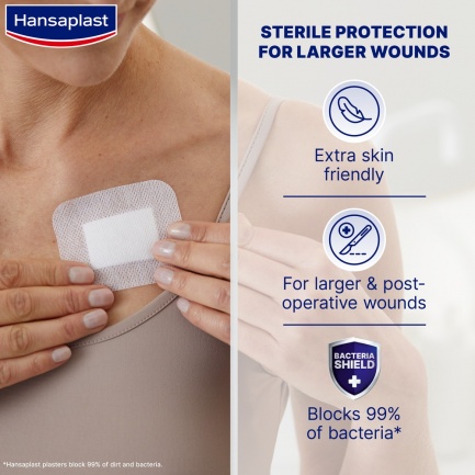 Hansaplast Sensitive пластири XL 6 cm х7 cm х5 броя