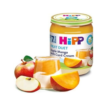 Hipp 5327 Био пюре плодов дует ябълка и манго с извара 160 гр.