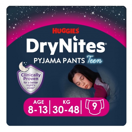 Huggies DryNites Гащи-пижама 8-13г (30-48 kg) х9 броя РОЗОВ