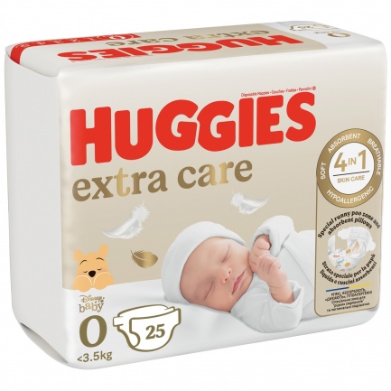 Huggies Екстра Кеър пелени 0+ (до 3.5 kg) х25 броя