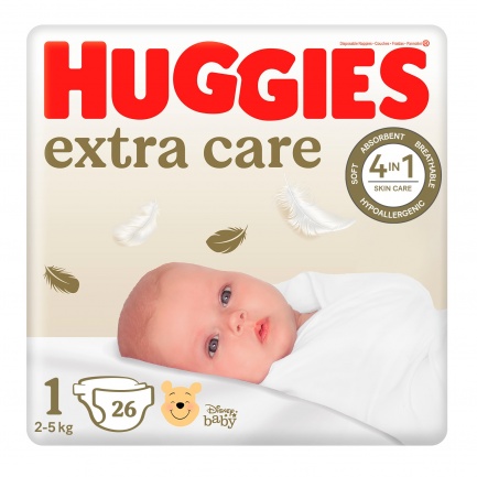 Huggies Екстра Кеър пелени 1 (2-5 kg) х25 броя