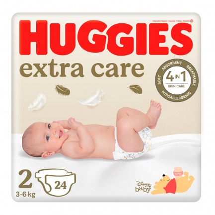 Huggies Екстра Кеър пелени 2 (3-6 kg) х24 броя