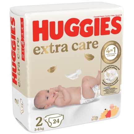 Huggies Екстра Кеър пелени 2 (3-6 kg) х24 броя