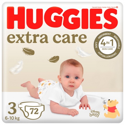 Huggies Екстра Кеър пелени 3 (6-10 kg) х72 броя