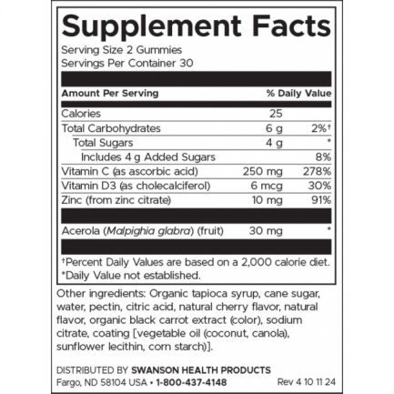 Immune Boost Gummies with Acerola, Zinc and Vitamin C & D - Cherry