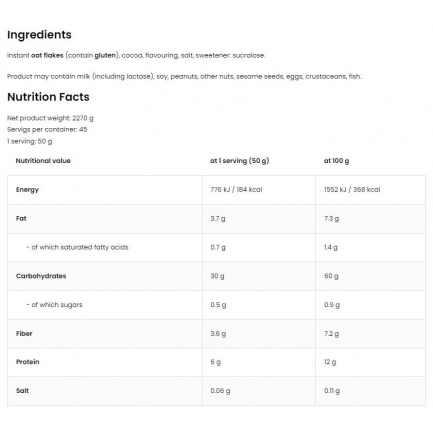 Instant Oat Flakes | High Carb & Fiber ~ No Sugar Nutritious Oatmeal