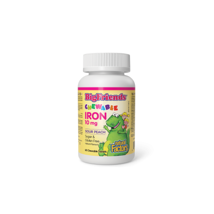 Желязо за деца - Big Friends®, 10 mg, 60 дъвчащи таблетки, с вкус на праскова Natural Factors