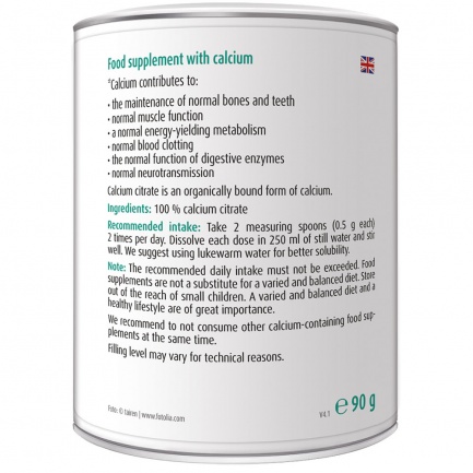 КАЛЦИЙ Цитрат / CALCIUM Citrate – Raab Vitalfood (90 гр)