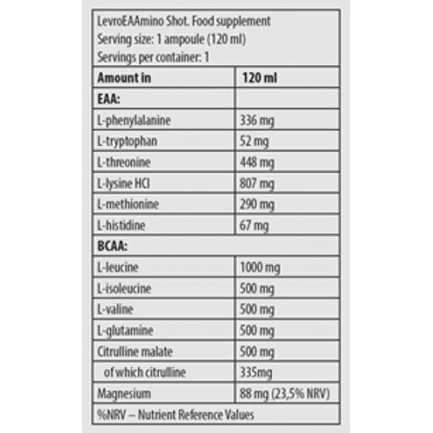 Levro EAAmino Shot | Essential Amino Acids / 24 х 120 ml