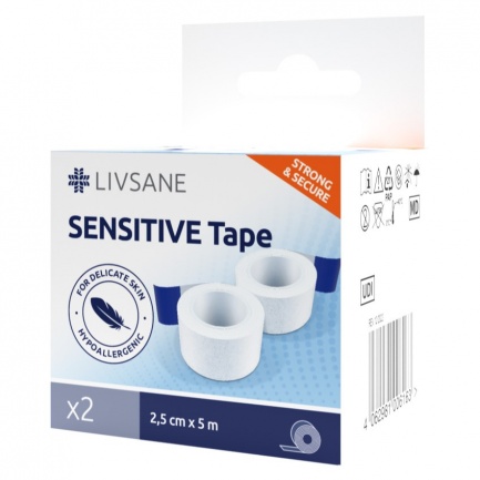 Livsane Sensitive Прикрепваща ролка 2,5 cm x5 m - 2 броя