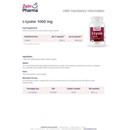 ЛИЗИН / LYSINE - ZeinPharma (90 капс)