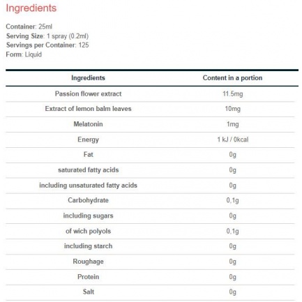 Melatonin 1 mg Oral Spray | with Passiflora / 0.025 ml