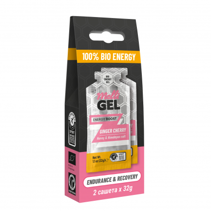 MelliGEL GingerCherry Енергиен меден спортен гел 32 g х2 броя