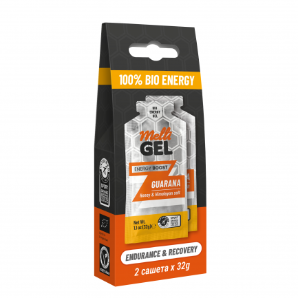 MelliGEL Guarana Енергиен меден спортен гел 32 g х2 броя