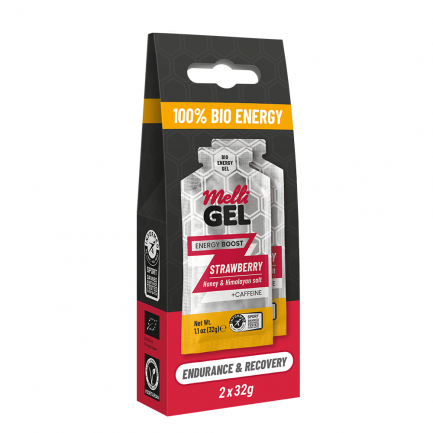 MelliGEL Strawberry Енергиен меден спортен гел 32 g х2 броя