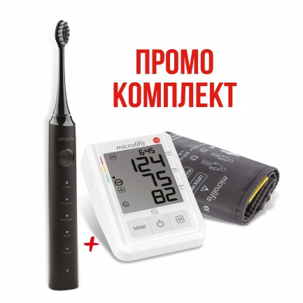 Мicrolife Промо комплект BP B3 AFIB автоматичен апарат за кръвно + Clean S5 Black Звукова електрическа четка за зъби