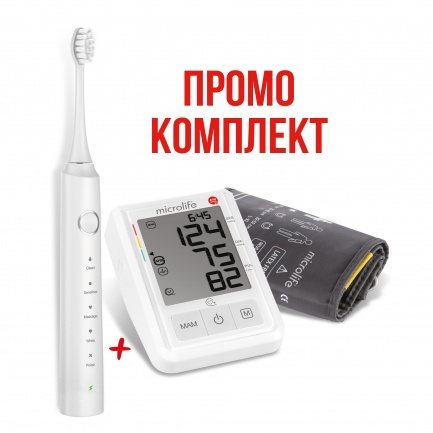 Мicrolife Промо комплект BP B3 AFIB автоматичен апарат за кръвно + Clean S5 White Звукова електрическа четка за зъби