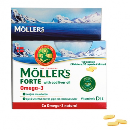 Moller's Forte Омега 3 с Рибено Масло от Черен Дроб на Треска х150 капсули