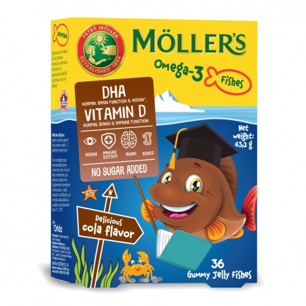 Moller's Омега-3 - кола х36 желирани рибки