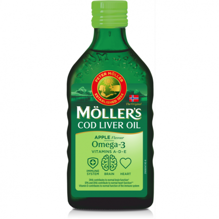 Mоller's Рибено масло от черен дроб на треска - зелена ябълка 250 ml