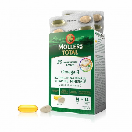 Moller's Total Омега 3 + Витамин D 800 IU х14 капсули + 14 таблетки