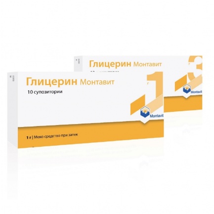 Montavit Глицерин Супозитории за възрастни - меко средство при запек 3 грама х10 броя