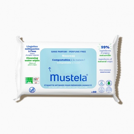 Mustela Мокри кърпи с вода 99% натурални съставки без парфюм х60 броя