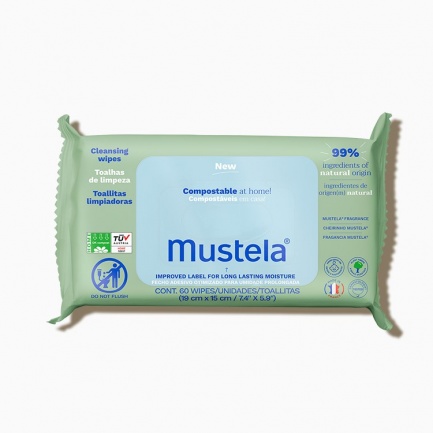 Mustela Мокри кърпи с вода 99% натурални съставки с парфюм х60 броя