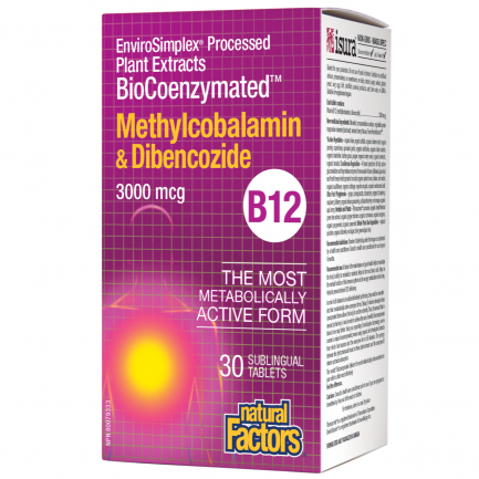 Natural Factors BioCoenzymated Витамин В12 (метилкобаламин, дибенкозид) 3000 mcg x30 таблетки
