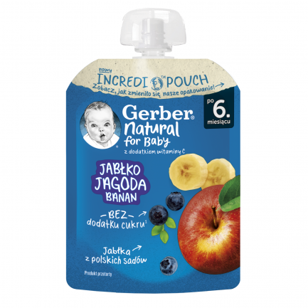 Nestle Gerber Пауч ябълка, боровинка и банан 6м+ 80 g