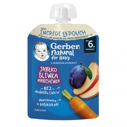 Nestle Gerber Пауч ябълка, слива и морков 6м+ 80 g