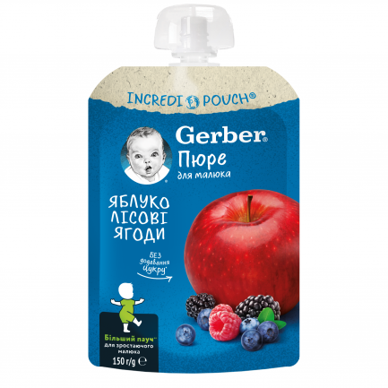 Nestle Gerber Пауч ябълка и горски плодове 150g от 6-тия месец