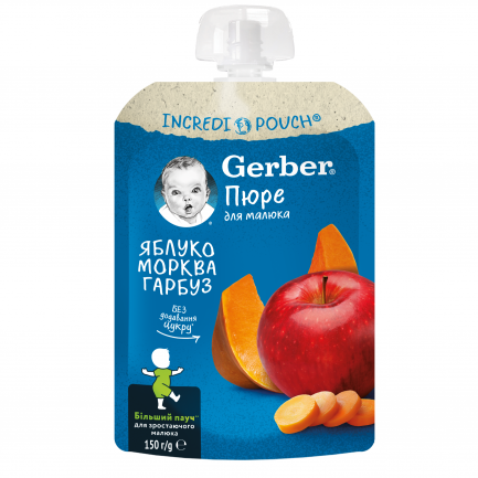 Nestle Gerber Пауч ябълка, морков и тиква 150g от 6-тия месец