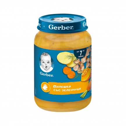 Nestle Gerber Пюре от пилешко със зеленчуци 7м+ 190 g