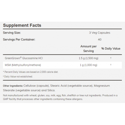 Now - Vegetarian Glucosamine [[entity]]Amp; Msm 500/500 - 120 Veg Capsules